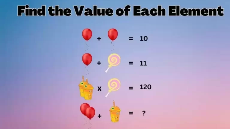 Brain Teaser Math Test: Can You Find the Value of Each Element?