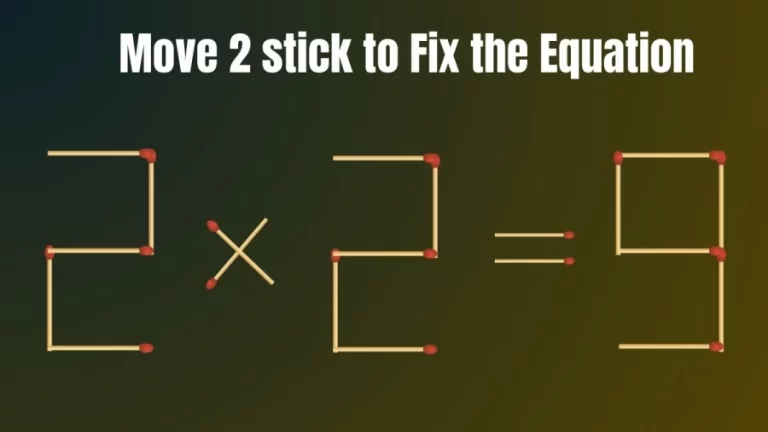 Brain Test: 2×2=9 Move 2 Matchsticks To Fix The Equation | Matchstick Puzzle