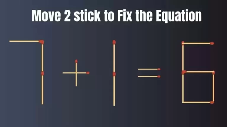 Brain Test: 7+1=6 Move 2 Matchstick To Fix The Equation | Matchstick Puzzle