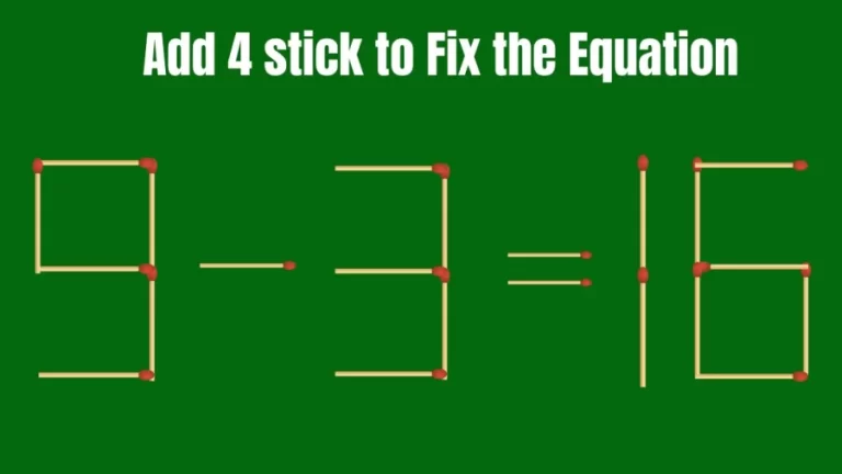 Brain Test: Add 4 Matchsticks to Make the Equation Right