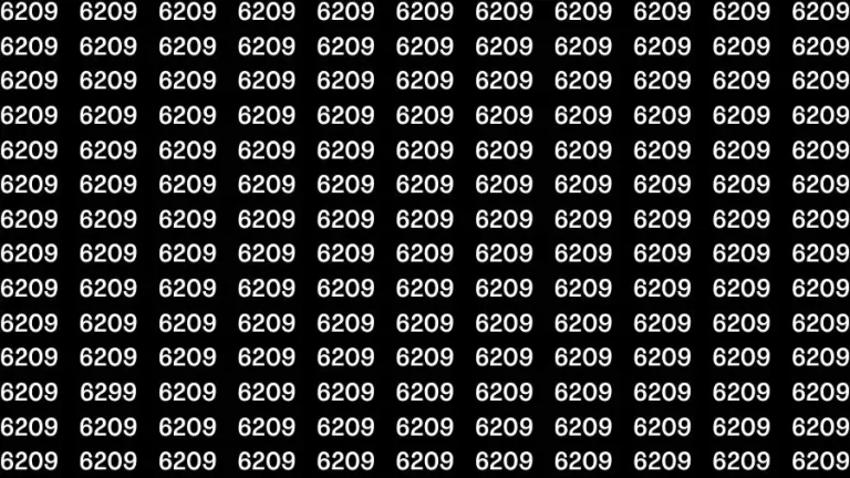 Optical Illusion Brain Challenge: If you have 50/50 Vision Find the number 6299 among 6209 in 12 Secs