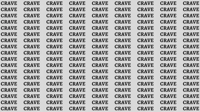 Observation Brain Test: If you have Hawk Eyes Find the word Grave among Crave in 15 Secs