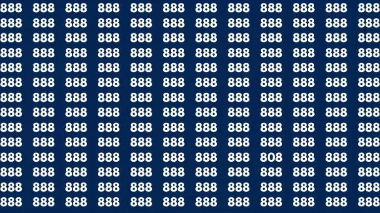 Optical Illusion Brain Challenge: If you have 50/50 Vision Find the number 808 among 888 in 12 Secs