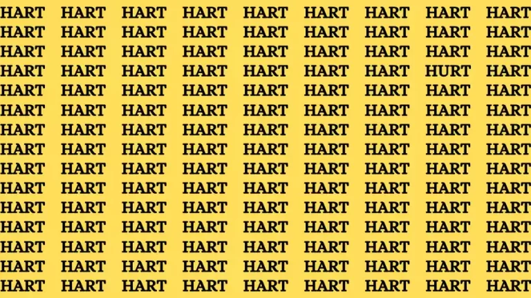 Brain Test: If you have Hawk Eyes Find the Word Hurt in 15 Secs