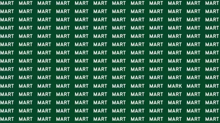 Optical Illusion Brain Test: If you have 50/50 Vision Find the Word Mark among Mart in 15 Secs