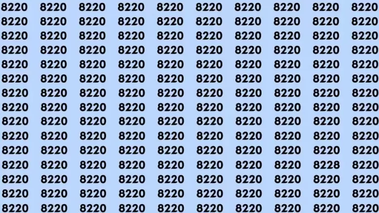 Optical Illusion Brain Test: If you have Sharp Eyes Find the number 8228 among 8220 in 20 Secs