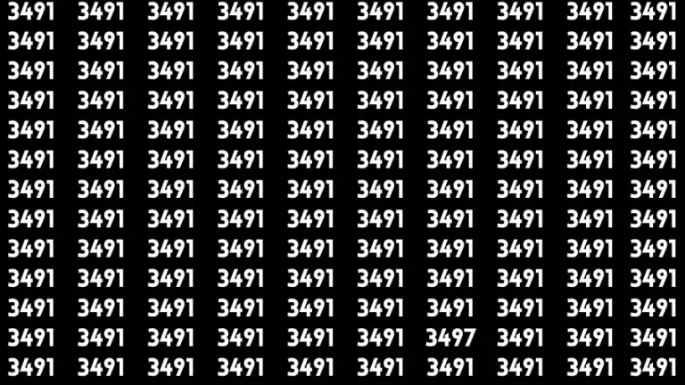 Observation Brain Challenge: If you have Eagle Eyes Find the number 3497 among 3491 in 12 Secs