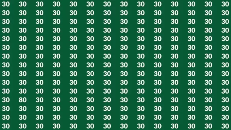 Optical Illusion Brain Test: If you have Eagle Eyes Find the Number 80 among 30 in 15 Secs