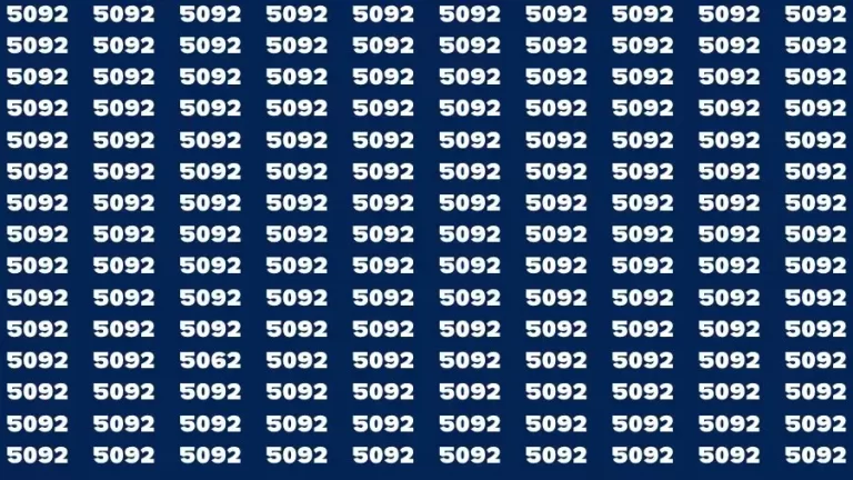 Observation Brain Challenge: If you have Hawk Eyes Find the Number 5062 among 5092 in 15 Secs