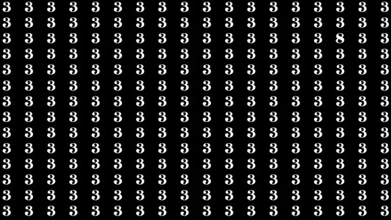 Optical Illusion Brain Test: If you have Sharp Eyes Find the number 8 among 3 in 20 Secs