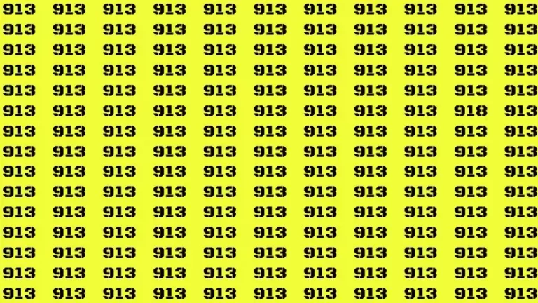 Optical Illusion Brain Challenge: If you have 50/50 Vision Find the number 918 among 913 in 12 Secs