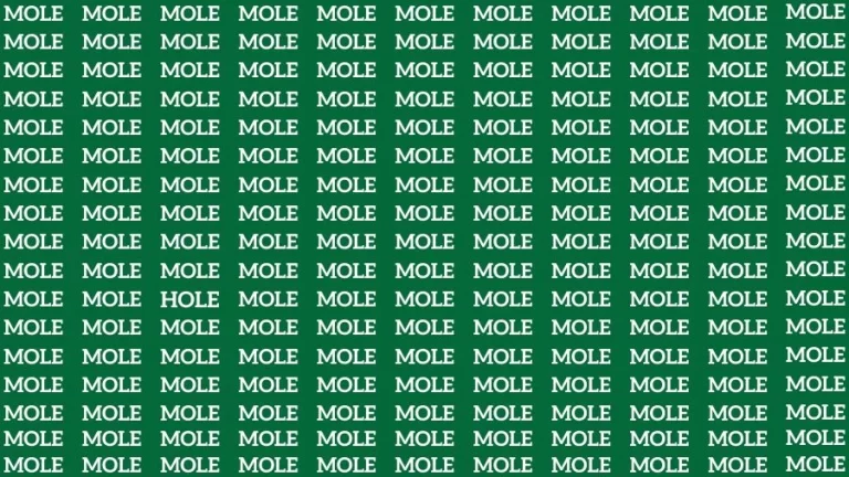 Optical Illusion Brain Test: If you have Eagle Eyes Find the word Hole among Mole in 15 Secs