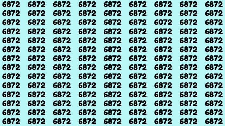 Optical Illusion Brain Challenge: If you have 50/50 Vision Find the number 6072 among 6872 in 12 Secs