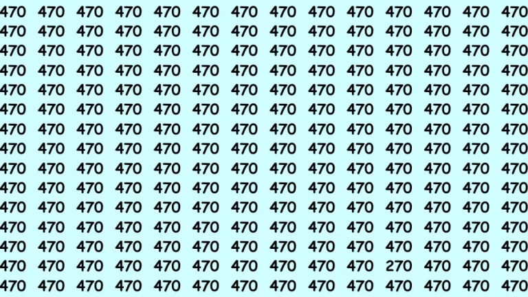 Observation Visual Test: If you have 50/50 Vision Find the Number 270 among 470 in 15 Secs