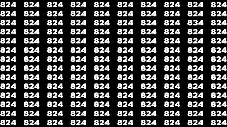 Optical Illusion Brain Challenge: If you have Hawk Eyes Find the Number 834 among 824 in 15 Secs