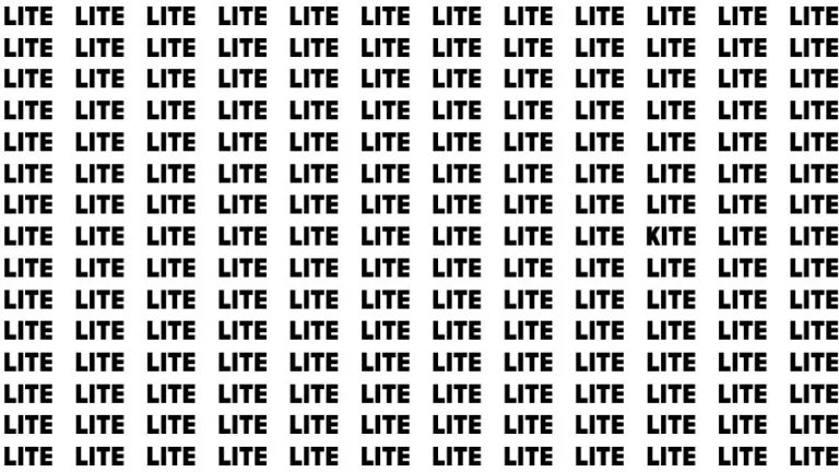 Observation Skill Test: If you have Sharp Eyes Find the Word Kite among Lite in 20 Secs