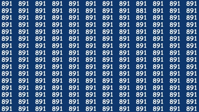 Observation Visual Test: If you have 50/50 Vision Find the Number 881 among 891 in 15 Secs