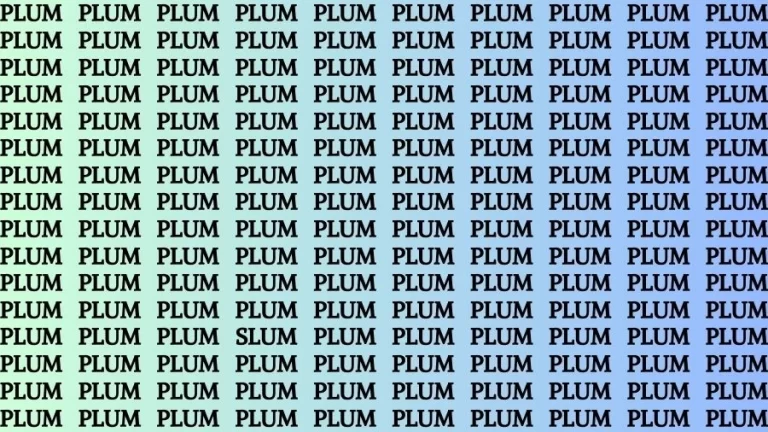 Optical Illusion Brain Challenge: If you have Sharp Eyes Find the Word Slum among Plum in 13 Secs