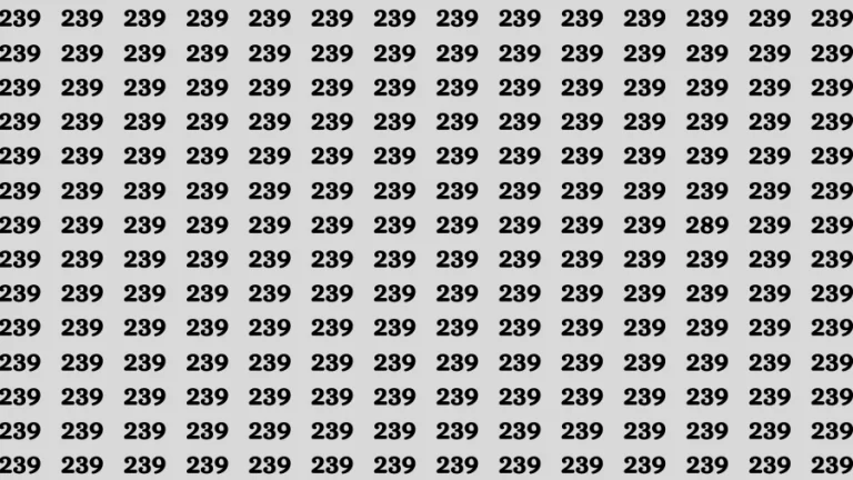 Observation Brain Challenge: If you have Hawk Eyes Find the Number 289 among 239 in 15 Secs