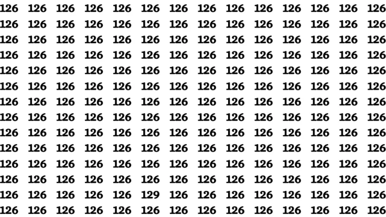 Test Visual Acuity: If you have 50/50 Vision Find the Number 129 among 126 in 15 Secs