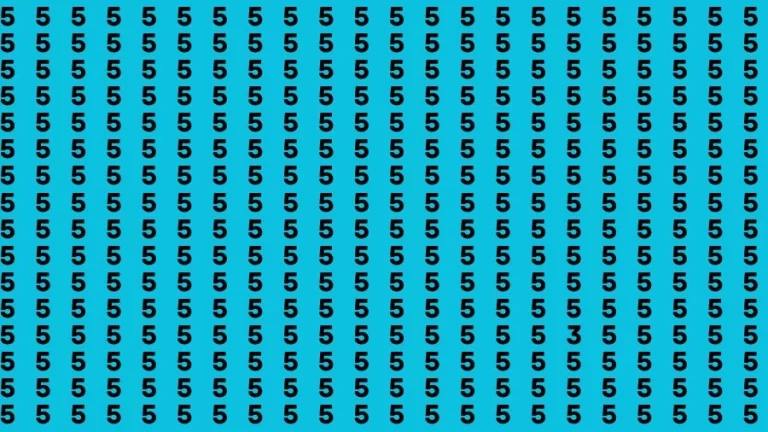 Optical Illusion Brain Challenge: If you have 50/50 Vision Find the Number 3 among 5 in 14 Secs