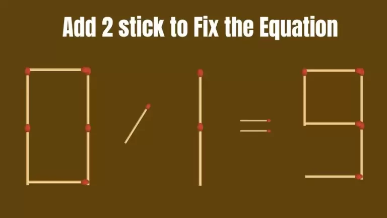 Brain Teaser: Add 2 Sticks to Fix the Equation | Matchstick Riddles