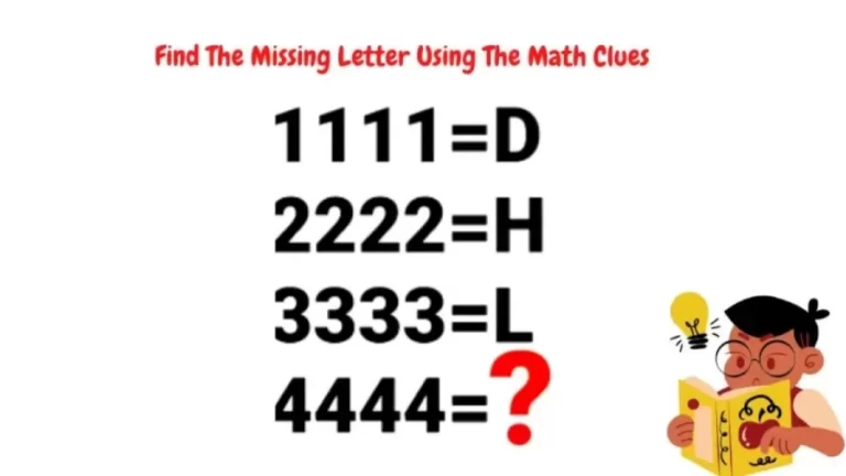 Brain Teaser: Find The Missing Letter Using The Math Clues – Mental Math