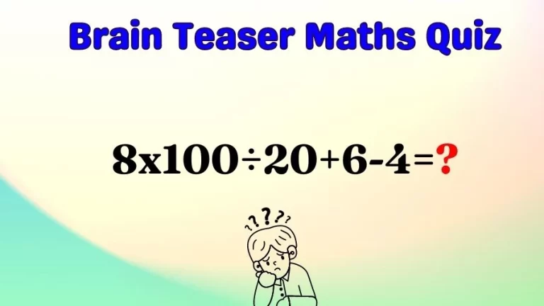 Brain Teaser Maths Quiz: Equate 8×100÷20+6-4