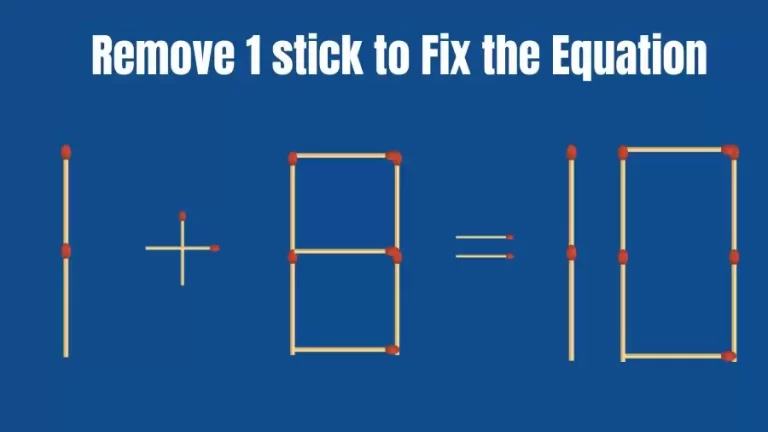 Matchstick Brain Teaser: 1+8=10 Remove 1 Matchstick to Fix the Equation | Matchsticks Puzzle