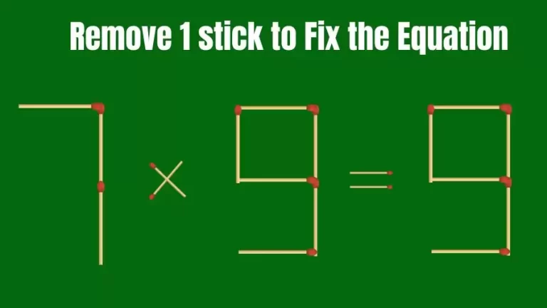 Matchstick Brain Teaser: 7×9=9 Remove 1 Matchstick to Fix the Equation | Matchsticks Puzzle