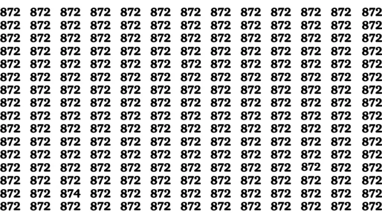 Visual Test: If you have Eagle Eyes Find the Number 874 among 872 in 15 Secs