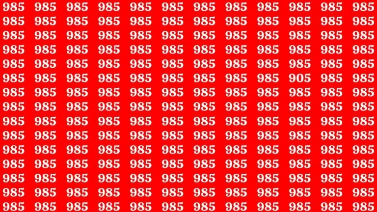 Optical Illusion Visual Test: If you have Eagle Eyes Find the Number 905 among 985 in 14 Secs