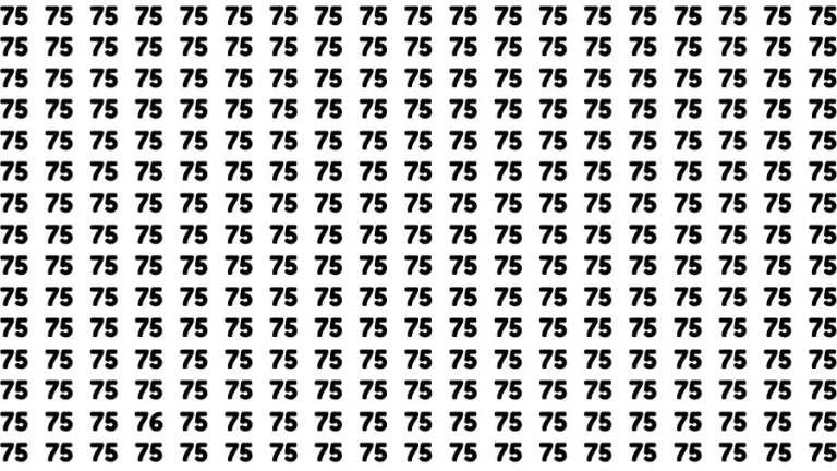 Visual Test: If you have Eagle Eyes Find the number 76 among 75 in 16 Secs