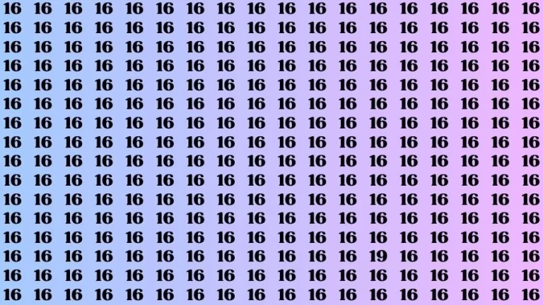 Optical Illusion Brain Challenge: If you have Sharp Eyes Find the Number 19 among 16 in 15 Secs