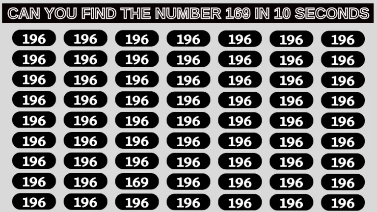 Observation Find it Out: If you have Sharp Eyes Find the number 169 among 196 in 20 Secs