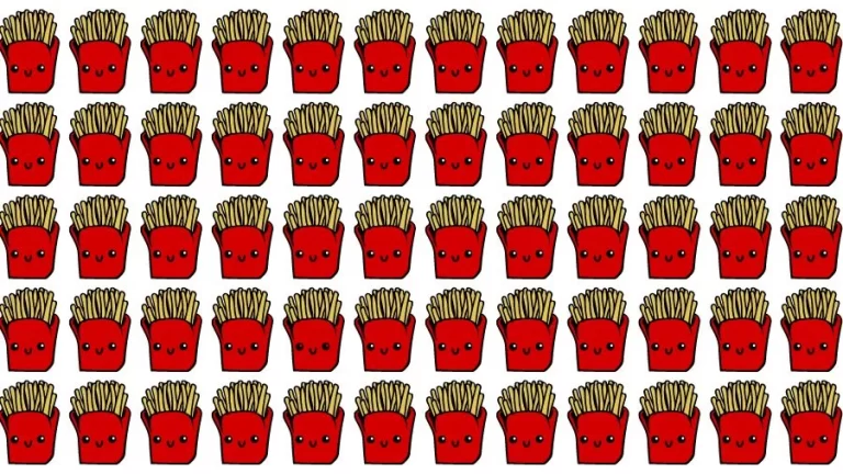 Optical Illusion Brain Challenge: If you have Eagle Eyes find the Odd French fries in 15 Seconds