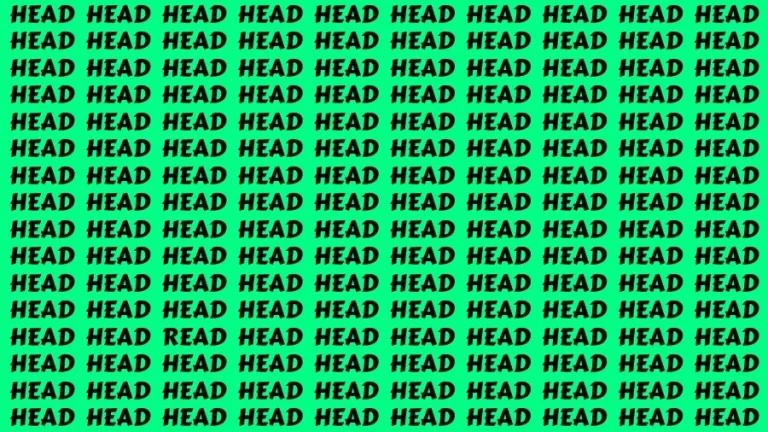 Optical Illusion Brain Challenge: If you have Sharp Eyes Find the Word Read among Head in 18 Secs