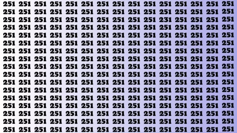 Observation Find it Out: If you have Eagle Eyes Find the Number 231 among 251 in 15 Secs