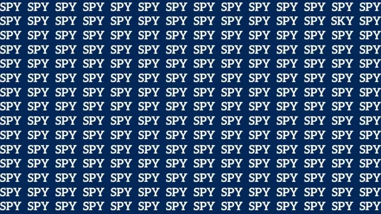 Optical Illusion Brain Challenge: If you have 50/50 Vision Find the Word Sky among Spy in 13 Secs