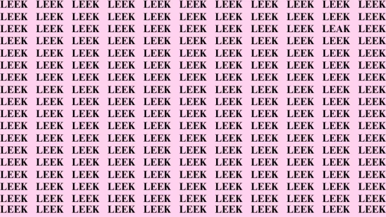 Observation Visual Test: If you have Hawk Eyes Find the word Leak among Leek in 15 Secs