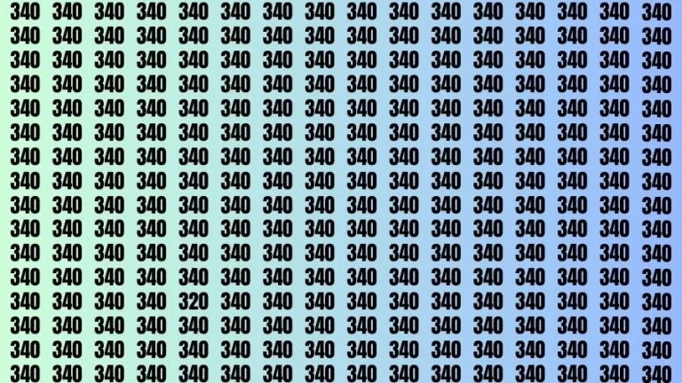 Optical Illusion Brain Challenge: If you have 50/50 Vision Find the Number 320 among 340 in 15 Secs