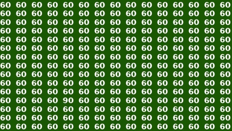 Observation Visual Test: If you have Hawk Eyes Find the Number 90 among 60 in 15 Secs