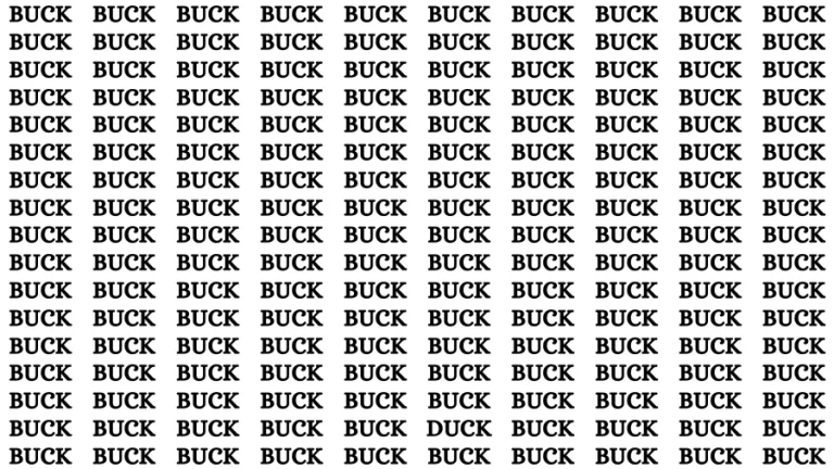 Observation Find it Out: If you have Sharp Eyes Find the Word Duck among Buck in 15 Secs