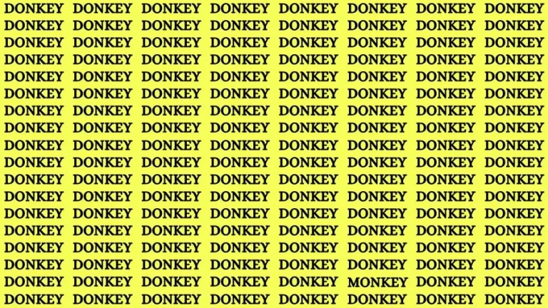 Optical Illusion Brain Challenge: If you have Sharp Eyes Find the Word Monkey in 18 Secs