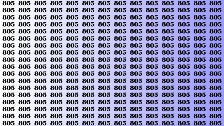 Optical Illusion Visual Test: If you have Eagle Eyes Find the Number 885 among 805 in 14 Secs