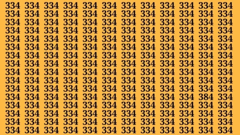 Observation Visual Test: If you have Keen Eyes Find the Number 384 among 334 in 15 Secs