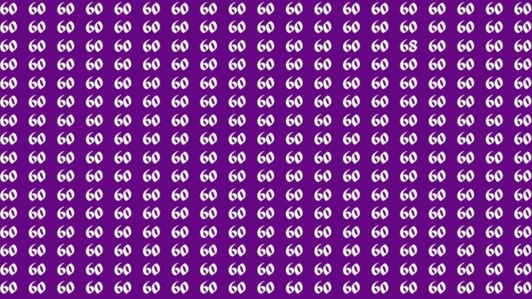 Optical Illusion Brain Challenge: If you have 50/50 Vision Find the Number 68 among 60 in 14 Secs