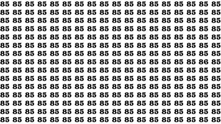 Visual Test: If you have 50/50 Vision Find the Number 86 among 85 in 15 Secs