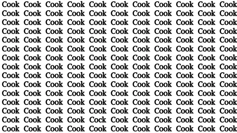 Test Visual Acuity: If you have Hawk Eyes Find the word Cock among Cook in 15 Secs