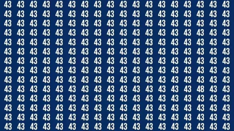 Test Visual Acuity: If you have Sharp Eyes Find the number 48 among 43 in 10 Secs